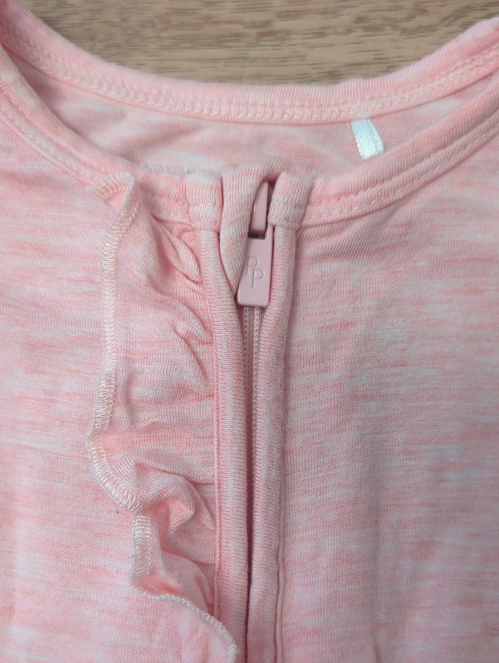 Posh Peanut Pink Heather Ruffle Zip Front Baby Footie, NB - Picture 3 of 8